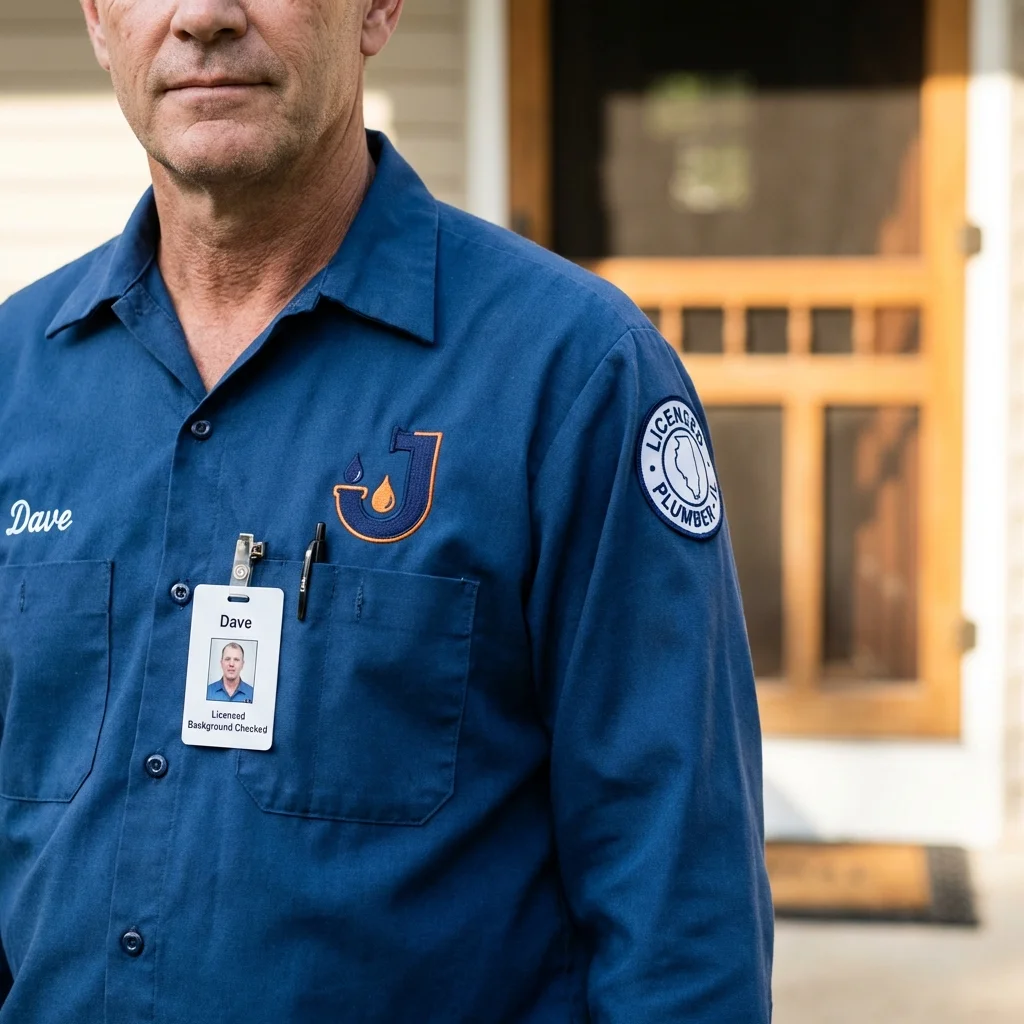 Licensed plumber showing ID badge in Greenville, KY