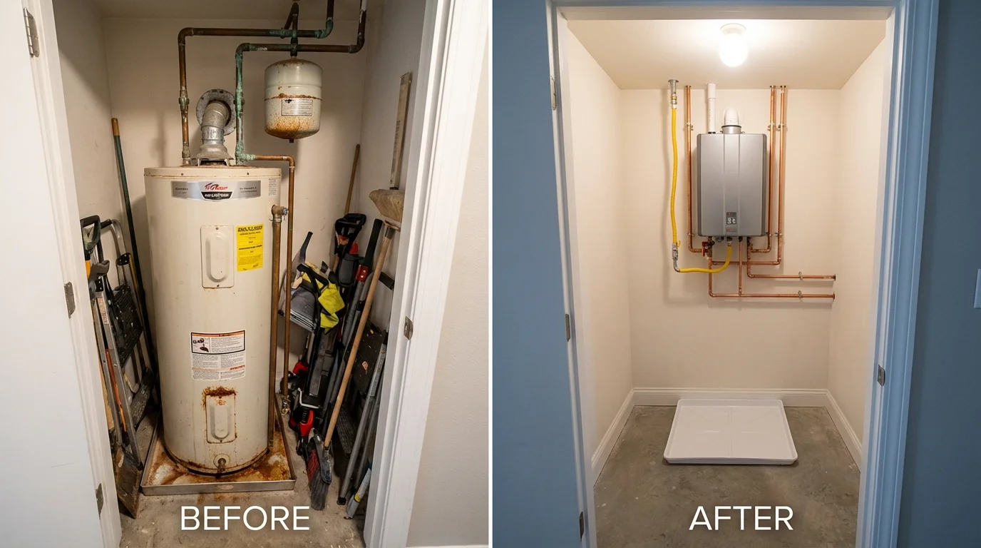 Tank water heater versus wall-mounted tankless unit comparison for Greenville, KY homeowners