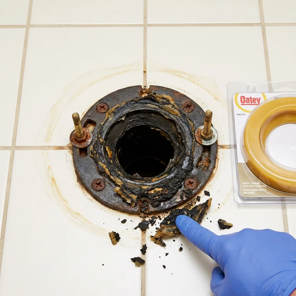 Failed wax ring showing water seepage at the base of a toilet in a Greenville, KY home